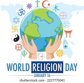 World Religion Day Banner Design illustration Stock Vector