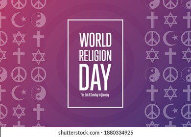 World Religion Day. The third Sunday in January. Holiday concept. Template for background, banner, card, poster with text inscription. Vector EPS10 illustration Stock Vector