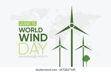 6月15日の世界風の日、信じられないほどのグローバル風の日のベクター画像のベクター画像素材