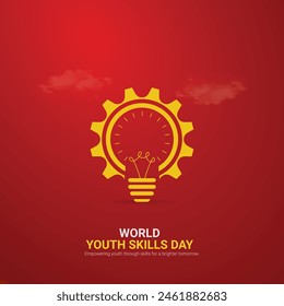 world youth skills day creative ads design. world youth skills day, july 15, vector, 3d illustration Immagine vettoriale stock
