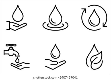 water drop icon set, Dermatology test and dermatologist clinic icon set, hand with water, vector illustration on white background Stockvektorkép