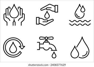 water drop icon set, Dermatology test and dermatologist clinic icon set, hand with water, vector illustration on white background Stockvektorkép