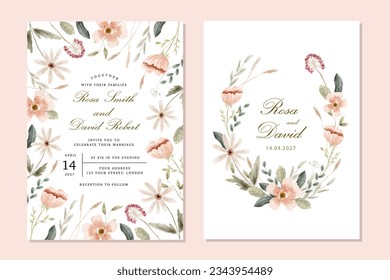 wedding invitation with delicate floral frame Stock-vektor