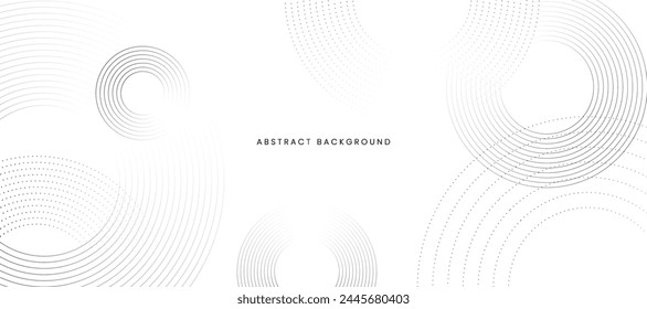 White abstract minimalist background with circle lines and dot pattern. - Vector στοκ