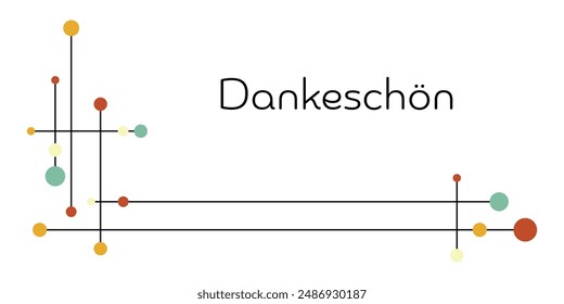 Dankeschön - ドイツ語のテキスト – ありがとうございました。点と線の付いた抽象的カード。のベクター画像素材