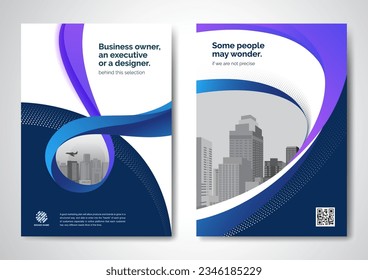 Template vector design for Brochure, AnnualReport, Magazine, Poster, Corporate Presentation, Portfolio, Flyer, infographic, layout modern with blue color size A4, Front and back, Easy to use and edit. Immagine vettoriale stock