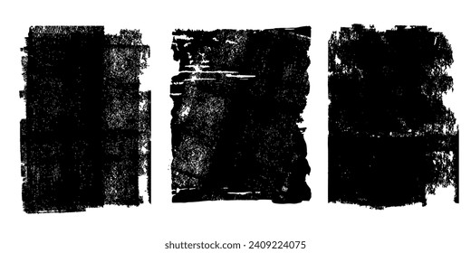 Three rolled ink textures,  eroded print, original scans., vector de stoc