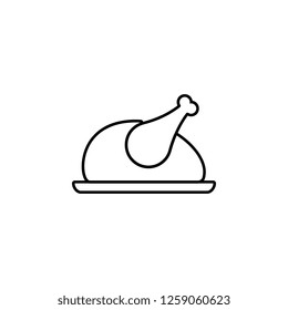 Turkey or chicken on a plate icon. Simple outline vector of Christmas, New Year and holidays set icons for UI and UX, website or mobile application Stock-vektor