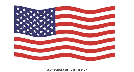 USA Flag. Waved American flag, US symbol, United States flag Vector Illustration for Celebration Holiday 4 of July American President Day, star and stripes Immagine vettoriale stock