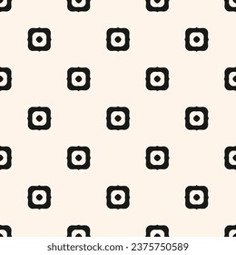 Vector minimalist pattern with dots, small curved shapes. Simple black and white seamless texture. Modern abstract minimal geometric background. Stylish repeated design for decor, print, web, cover เวกเตอร์สต็อก