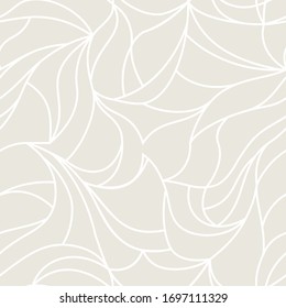 
Vector organic pattern. Seamless texture of plants drawn lines. Stylish leaves light grey background. Modern wallpaper or textile print Stock Vector