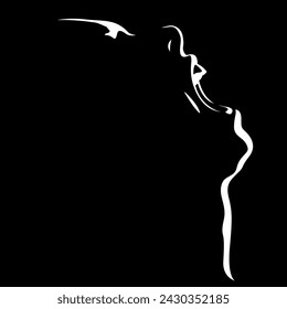 vector black and white light and shadow isolated illustration of a screaming man's face formed by shadow. profile of a man, cry of despair, pain, depression, mental health and emotional problems, PTSD Stock vektor