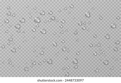 ベクター画像がpngをドロップします。雨上がりの水滴、露の水滴。表面またはガラス上の凝縮。のベクター画像素材