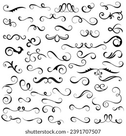 Vector graphic elements for design vector elements. Swirl elements decorative illustration. Classic calligraphy swirls, greeting cards, wedding invitations, royal certificates and graphic design. Vektor Stok