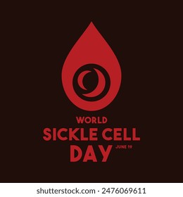 Vector Illustration of World Sickle Cell Day. June 19. Flat design vector. Blood icon with sickle cell. Eps 10. Arkistovektorikuva