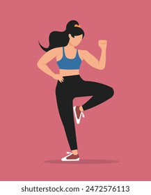 Vector illustration of a sporty woman workout fitness, aerobic and exercise 库存矢量图
