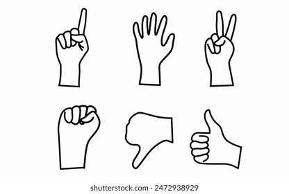 Vector Lineart Icon Hand Gesture Stock vektor