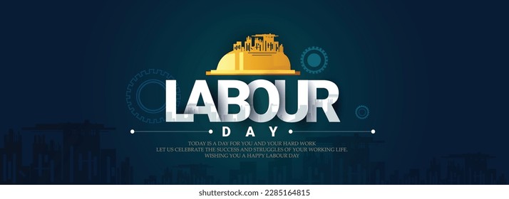 vector poster of Labor Day On 1st May hand lettring with tools.
 Stock Vector