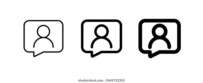 Vector share contact, bubble speech with person icon. Perfect for app and web interfaces, infographics, presentations, marketing, etc. स्टॉक वेक्टर