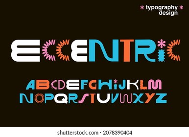 vintage eccentric typography design vector, illustration 库存矢量图