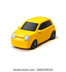 Yellow car, 3D. For transport services, business, food delivery, lifestyle. Vector Stock Vector