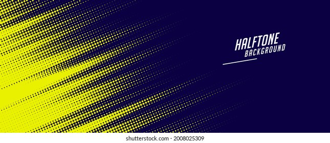 Yellow halftone on blue background. Vector dotted sparkles or halftone shine pattern texture Pop Art Style Background.  Stock-vektor