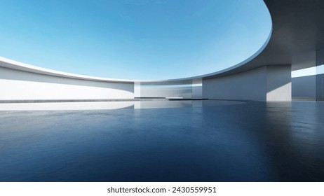 3d render of abstract futuristic architecture with concrete floor. – Hình minh họa có sẵn