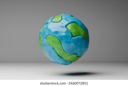 3d Render Of Planet Earth Over Grey Background: stockillustratie