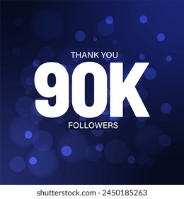 90K Followers Post design with blue background and bokeh, flat design, thank you subscribers happy celebration social media post स्टॉक चित्रण