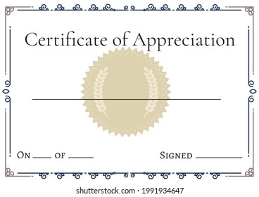 Certificate of appreciation with decorative wreath and frame pattern with copy space. certificate template design concept Stock-illustration
