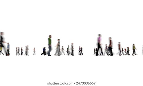Crowd of people blurred walk on white bg 3d render – Hình minh họa có sẵn