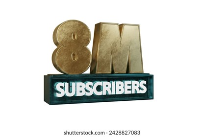 Golden 10m or ten Million banner isolated, realistic 3d gold illustration Graphic font, shiny text for Social Network friends, Subscribers. 库存插图