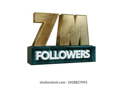 Golden 10m or ten Million banner isolated, realistic 3d gold illustration Graphic font, shiny text for Social Network friends, followers. 库存插图