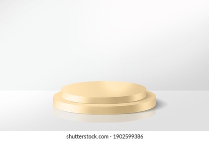 Golden display stand on gray 3 d render स्टॉक चित्रण
