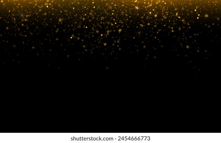 Glitter dust overlay, abstract background, shiny light gold glitter bokeh, light gold particle dust Illustrazione stock