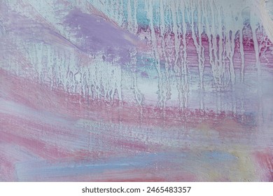 Decorative effect of dripping wet paint thinner smudges on canvas surface. Blurry hand painted brush strokes textured background. 库存插图