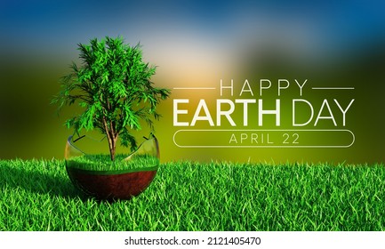 Earth day is observed every year on April 22, to demonstrate support for environmental protection. 3D Rendering Stock Illustration