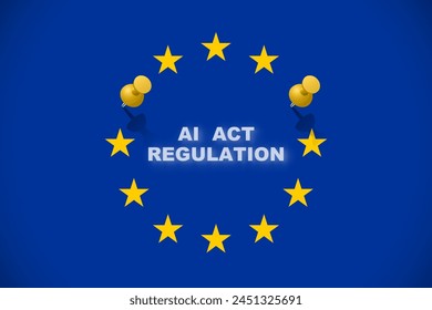 EU AI Act, regulation on artificial intelligence. Illustrazione stock