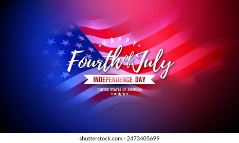 Fourth of July Independence Day of the USA Illustration with American Flag And Typography Letter. National 4th of July Celebration Design for Banner, Greeting Card, Invitation or Poster. JPG Version: stockillustratie