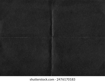 Folded paper black grunge texture with worn, rubbed and torn effect, old retro 90s texture for greeting cards, posters, web landings and other artworks Arkistokuvituskuva