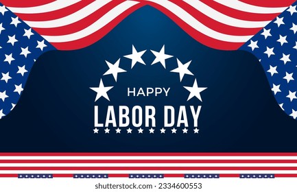 Happy Labor Day poster template. USA Labor Day celebration with American flag banner Stock Illustration