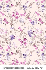 Lovely ditsy floral seamless pattern, tiny hand drawn flowers, great as background, for textiles, banners, wallpapers, wrapping - design ภาพประกอบสต็อก