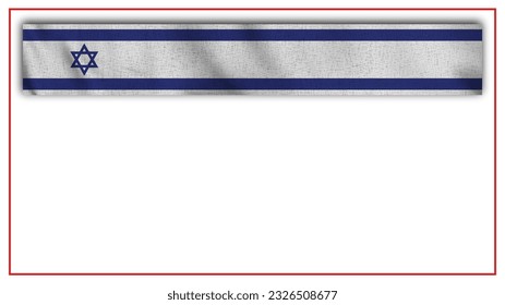 Long Realistic Israel Flag and Blank Background Area - 3D Illustration 库存插图
