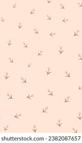 Little tulips illustration . Baby boy and girls pattern background . For fabric and textile,wall decoration . On cute pink background Stock-illustration