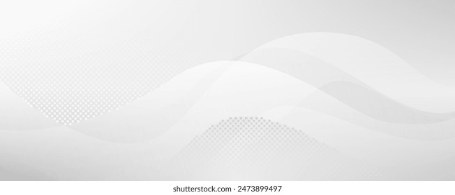 Light gray wavy background with pattern of dots. Abstract banner - Εικονογράφηση στοκ