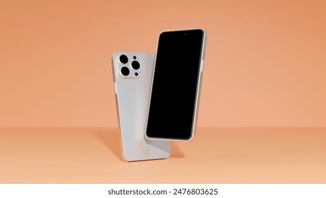 Mobile phone illustration digital device for mockup on orange colored background. Smart phone mock up concept on orange colored background. Stockillustration
