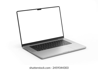 modern clean pro laptop notebook device with 16 inch screen responsive display monitor realistic mockup design in 3d rendering illustration isolated Adlı Stok İllüstrasyon