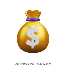 money bag cash dollar earning investment savings business coin gold plastic 3D icon 库存插图