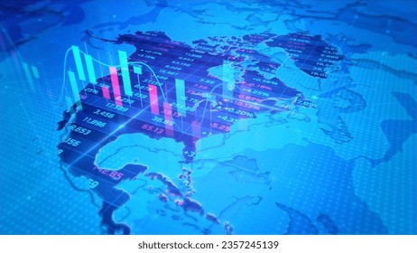 North America stock market and economic business growth Illustrazione stock