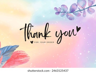 new thank you card design for clients with watercolor background. Attractive thank you card poster design artwork स्टॉक चित्रण